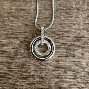 NWT 18” Cubic Zirconia Halo Pendant & Silver Chain